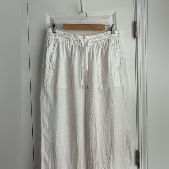Athleta Women’s Retreat Linen High Rise Wide Leg Pant Calla Lily White Size 10 - Picture 3 of 13